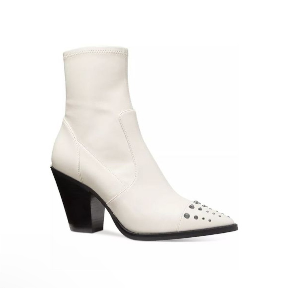 MICHAEL Michael Kors Womens Dover Heeled Bootie Leather Zip Up Booties